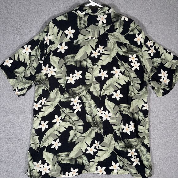 Tommy Bahama Button Down Hawaiian Shirt Men’s Size XL Floral Palms Silk Black - Picture 8 of 8